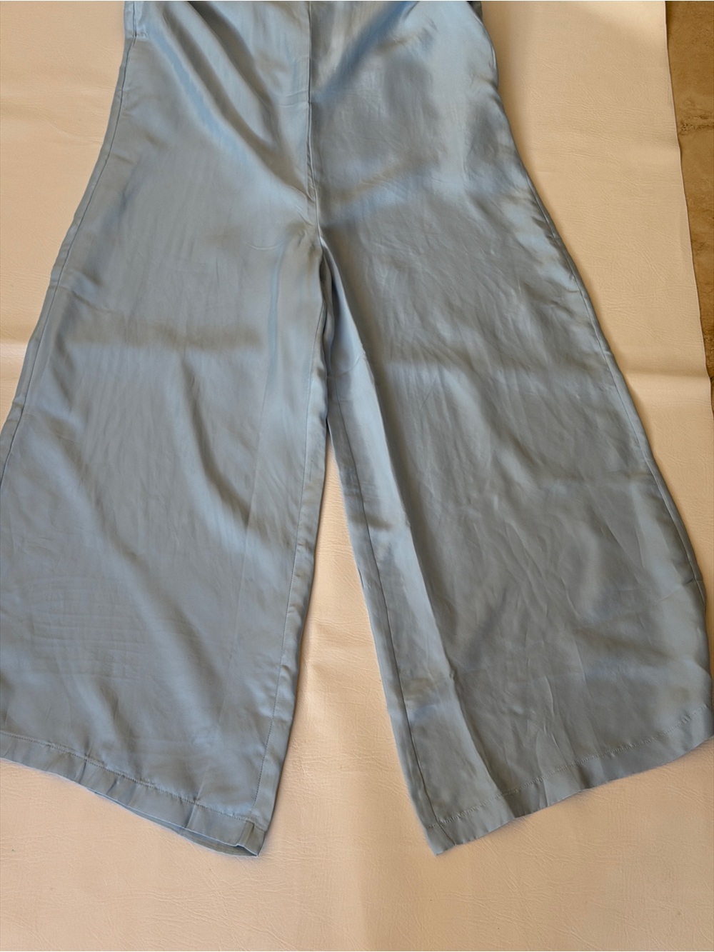 NWT- Athleta Calm Cool Romper light weight. Blue summer Wide-Leg Satin- Medium - Picture 7 of 13